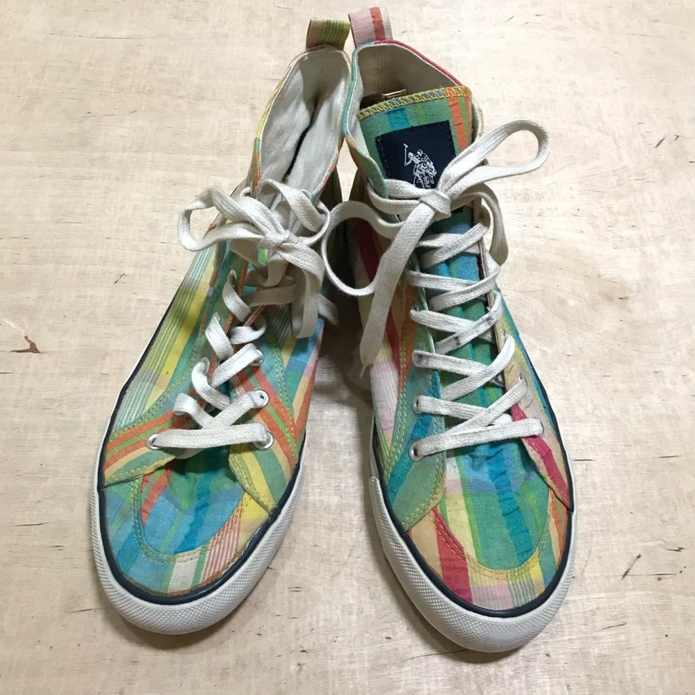 US Polo Assn Plaid Multicolore High Top Sneakers Size 11